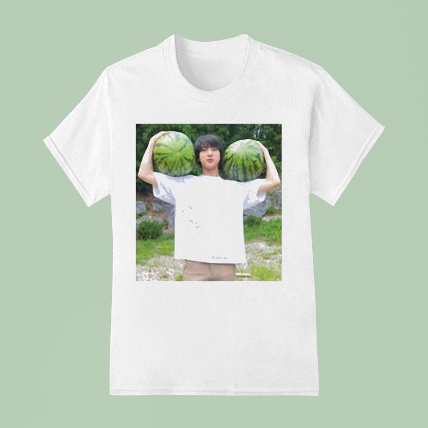 Jin Bts With Left And Right Watermelons Photo T Shirt