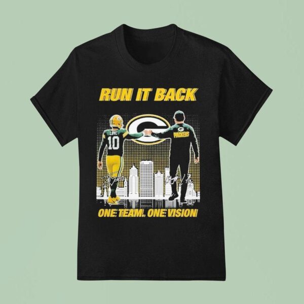 Jordan Love And Matt Lafleur Green Bay Packers Run It Back One Team One Vision Signatures T Shirt