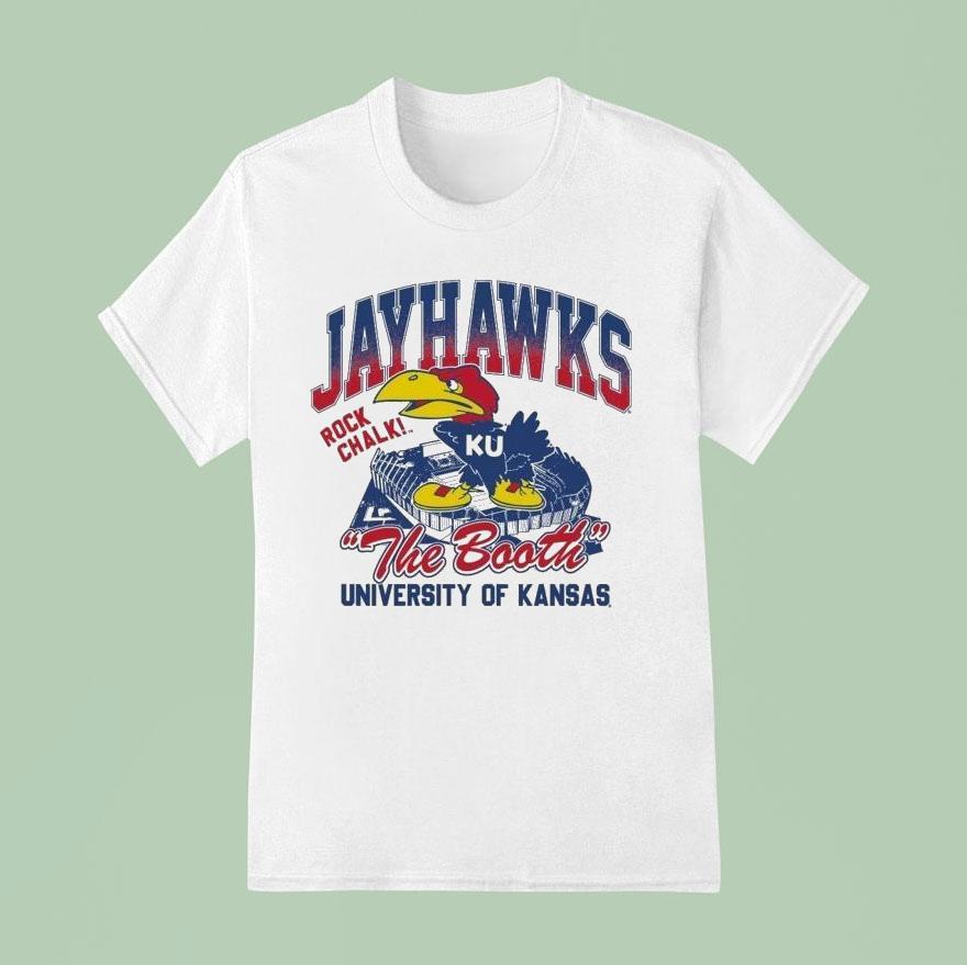Kansas Jayhawks The Booth Rock Chalk Stadium University Of Ku Masco T Shirt
