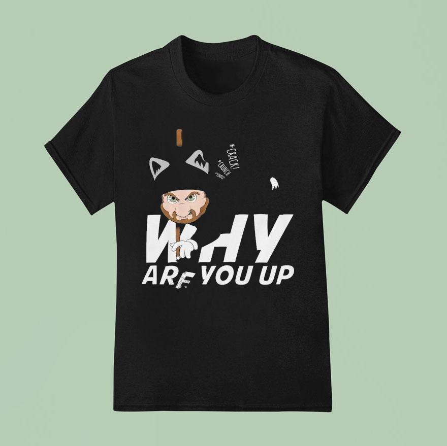 Leigh Mcnasty Why Are You Up Cat Crack Crunch T Shirt