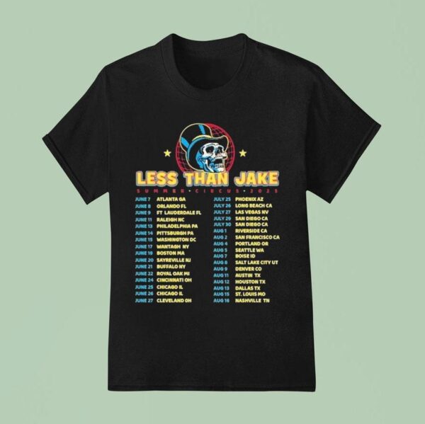 Less Than Jake Summer Circus Tour Dates Skull Globe T Shirt