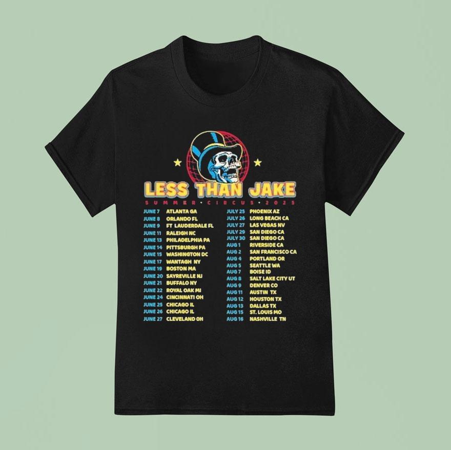 Less Than Jake Summer Circus Tour Dates Skull Globe T Shirt