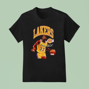 Magic Johnson Los Angeles Lakers Basketball Signature T Shirt