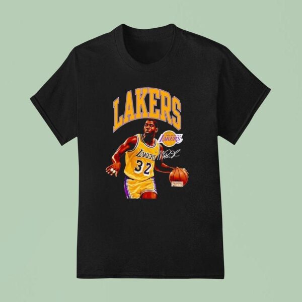 Magic Johnson Los Angeles Lakers Basketball Signature T Shirt