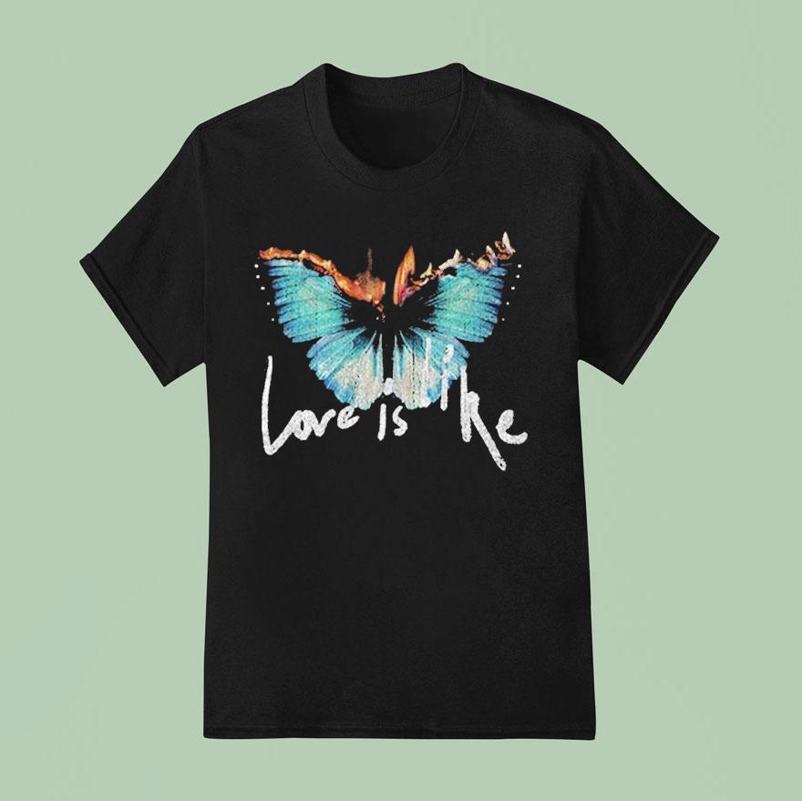 Maroon Love Is Like Flaming Butterfly T Shirt