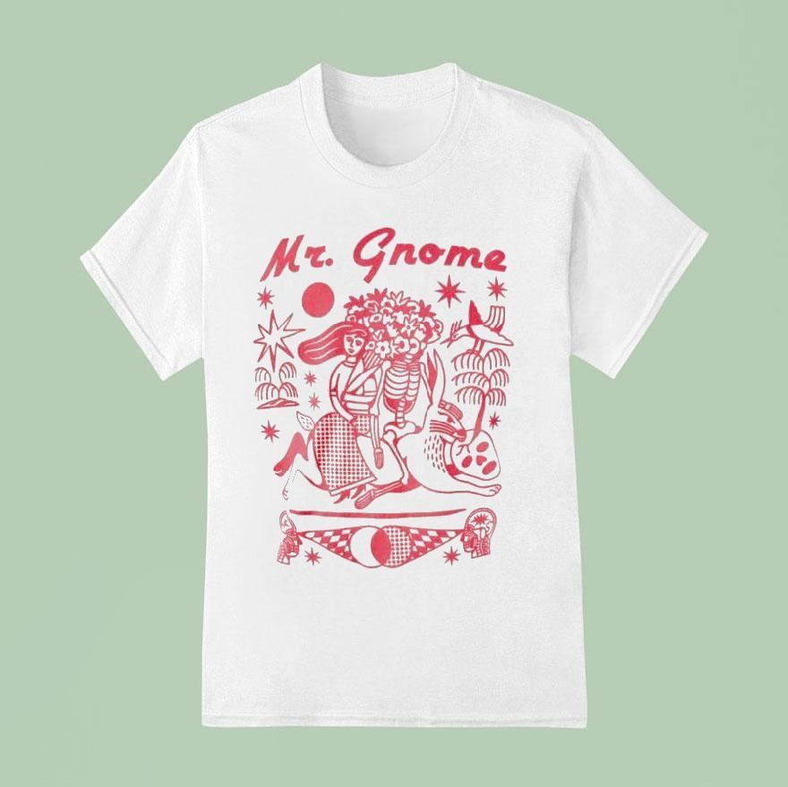 Mr Gnome Rabbit Ride Skeleton T Shirt