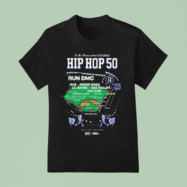 Nas Snoop Dogg Lil Wayne Wiz Khalifa Ice Cube New York Yankees Hip Hop In The Bronx Where It All Started Run Dmc Stadium T Shirt