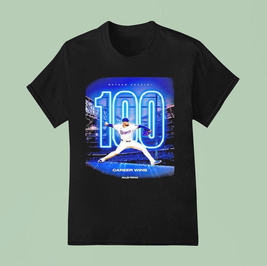 Nathan Eovaldi Texas Rangers Milestone At Globe Life Field In Texas Career Wins Mlb T Shirt