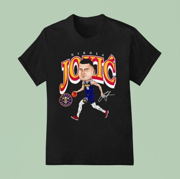 Nikola Jokic Denver Nuggets Basketball Cartoon Signature T Shirt