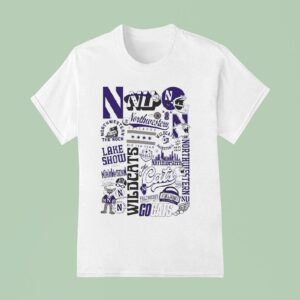 Northwestern Wildcats Lake Show Baseball Football City Skyline And More T Shirt