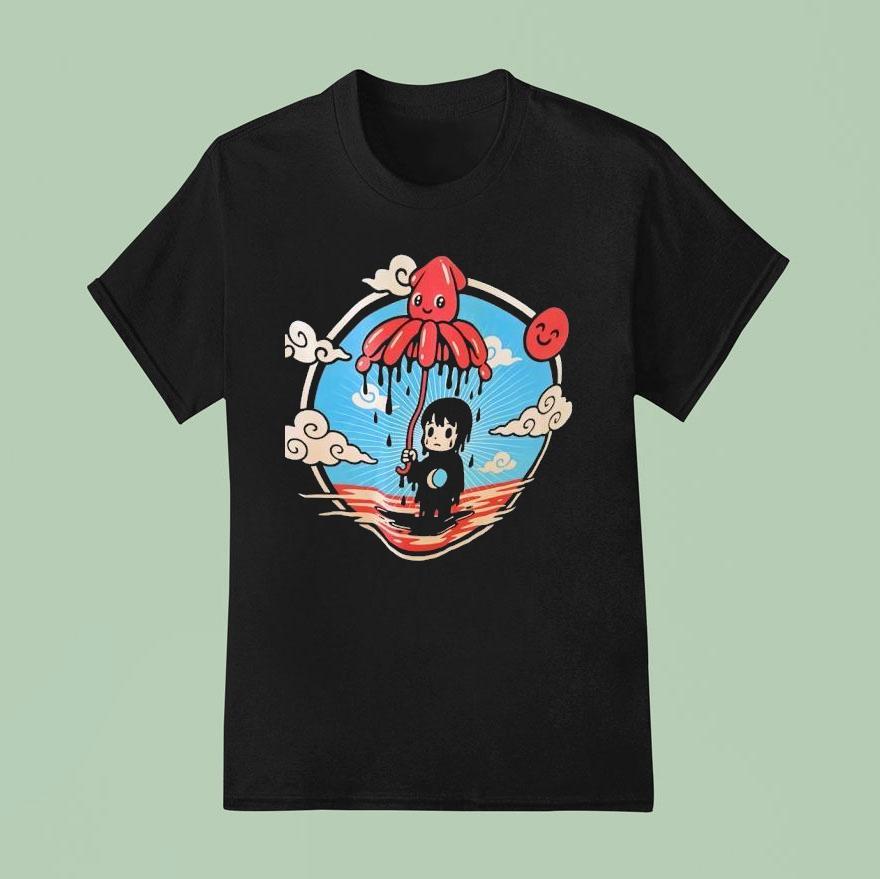 Octopus Rain Cartoon T Shirt
