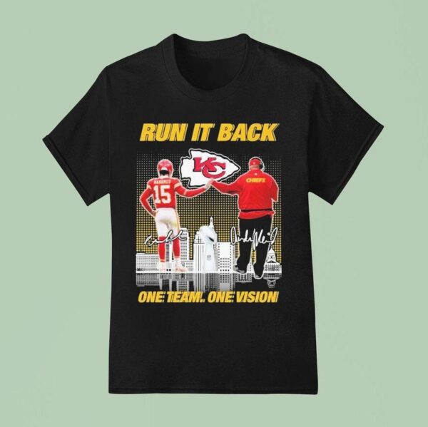 Patrick Mahomes And Andy Reid One Team One Vision Kansas City Chiefs Signatures T Shirt