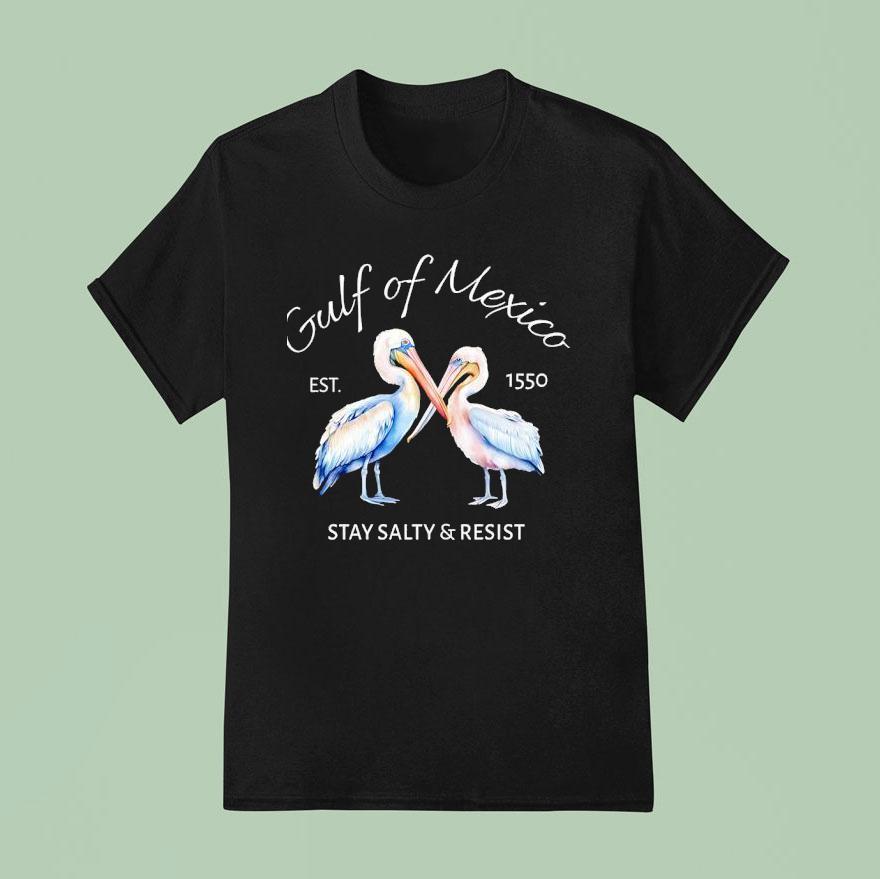Pelican Gulf Of Mexico Print Stay Salty And Resist Est T Shirt