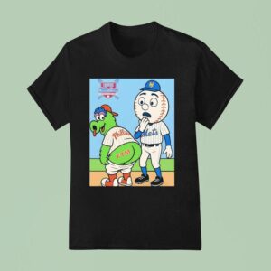 Phillie Phanatic Philadelphia Phillies Ftm Vs Mr Met New York Mets Caricature T Shirt