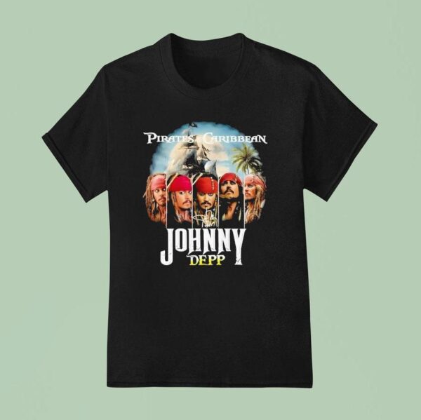 Pirates Of The Caribbean Johnny Depp Signature T Shirt