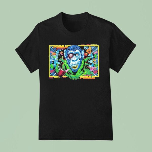 Primus Sacramento California Night And Combined Venue At Channel On August And Onward And Upward Tour Space Monkey T Shirt