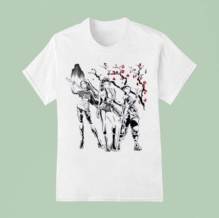 Rumi Mira And Zoey Of Huntr X From Kpop Demon Hunters In Japanese Sumi E Style T Shirt