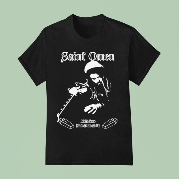 Saint Omen Pure Black Doom Metal Coffin T Shirt