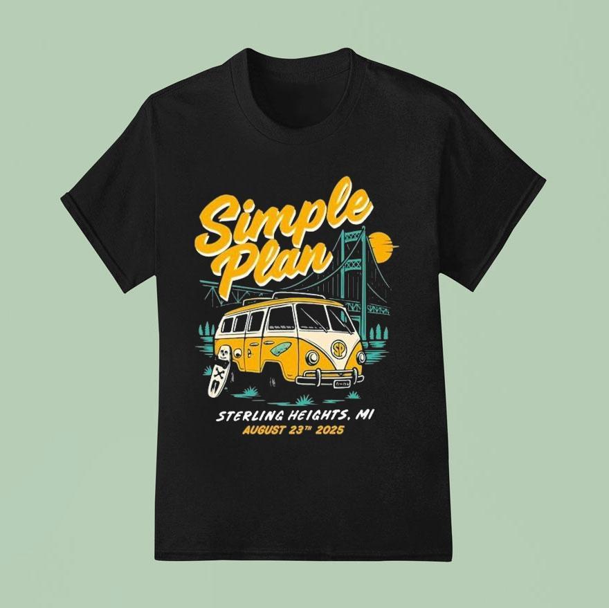 Simple Plan Tour Sterling Heights Michigan August T Shirt