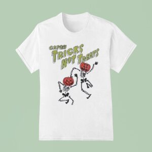 Skeleton Catch Tricks Not Treats Pumpkin Halloween T Shirt