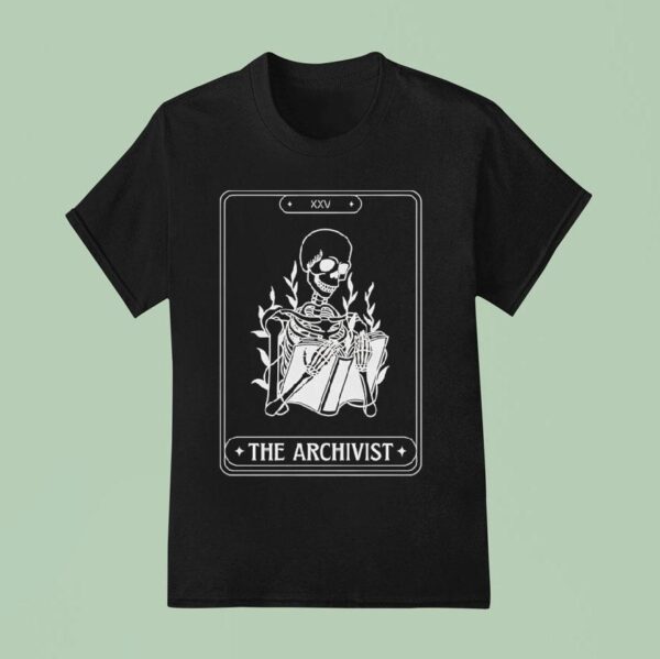Skeleton The Archivist Tarot Card T Shirt