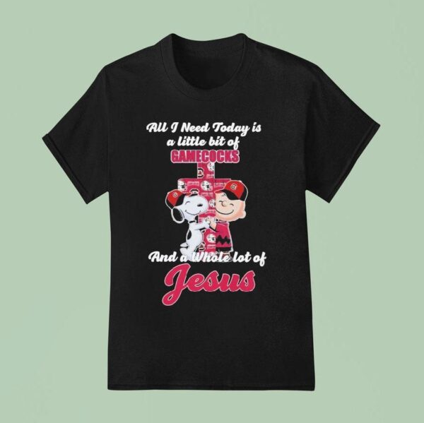 Snoopy And Charlie Brown All I Need Today Is A Little Bit Of South Carolina Gamecocks And A Whole Lot Of Jesus T Shirt