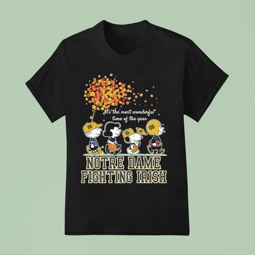  Snoopy And Friends The Peanuts Notre Dame Fighting Irish It S The Most Wonderful Time Of The Year T Shirt