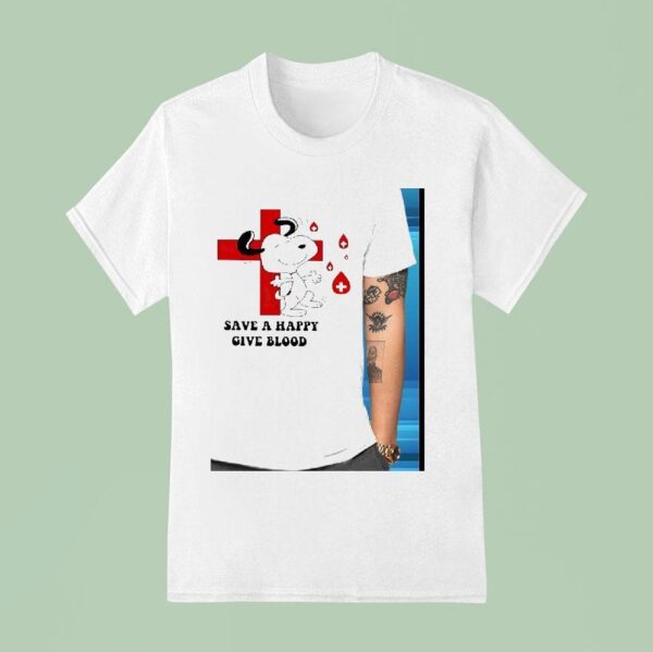 Snoopy Save A Happy Give Blood Red Cross T Shirt