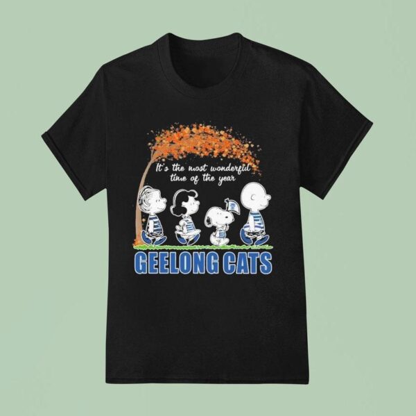 Snoopy The Peanuts Geelong Cats It S The Most Wonderful Time Of The Year T Shirt