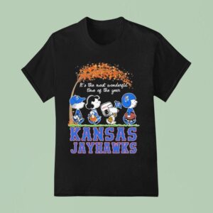 Snoopy The Peanuts Kansas Jayhawks It S The Most Wonderful Time Of The Year T Shirt