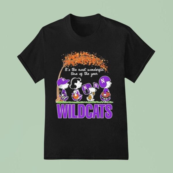 Snoopy The Peanuts Northwestern Wildcats It S The Most Wonderful Time Of The Year T Shirt