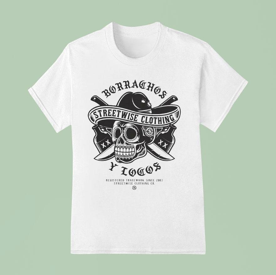 Streetwise Los Borrachos Skull T Shirt