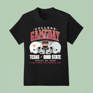 Texas Longhorns Vs Ohio State Buckeyes College Gameday Live From Columbus Oh Helmets T Shirt