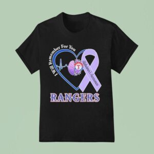 Texas Rangers I Will Remember For You Alzheimer S Awareness Heartbeat Brain T Shirt