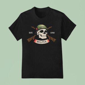 The Fat Electrician Athens Tn Militia Est Skull T Shirt