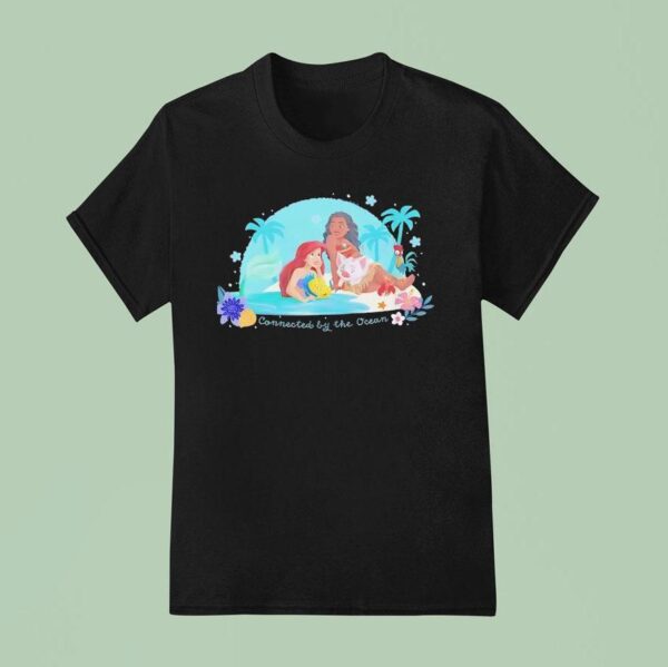 The Little Mermaid And Moana Connected By The Ocean Cartoon T Shirt