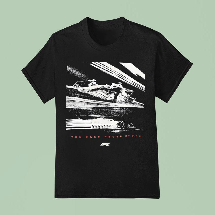 The Race Never Stops Formula Logo T Shirt