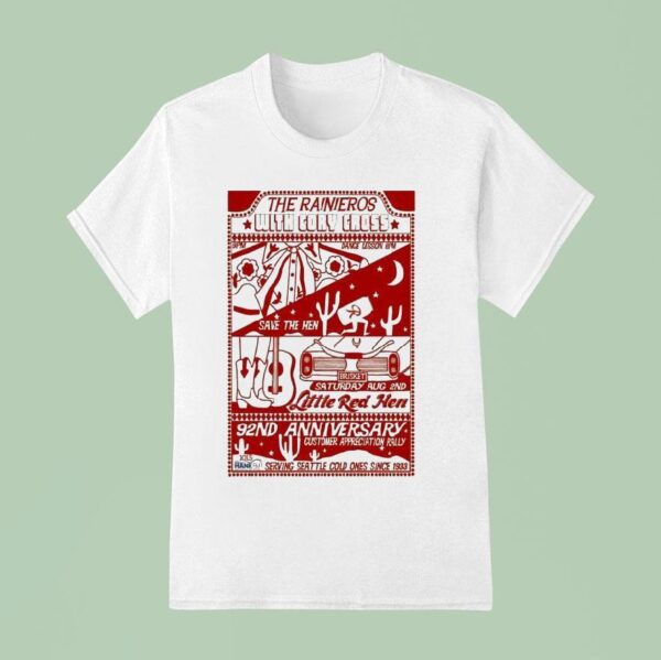 The Rainieros With Cory Cross Little Red Hen Seattle Music Aug Tour T Shirt