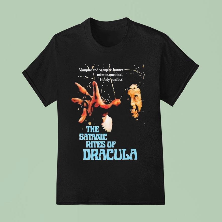 The Satanic Rites Of Dracula Vampire And Vampire Hunter Meet In One Final Bloody Conflic T Shirt