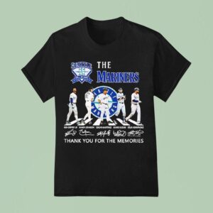The Seattle Mariners Team Walking Across Thank You For The Memories Signatures T Shirt