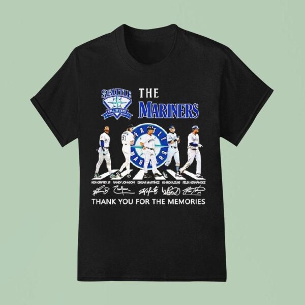 The Seattle Mariners Team Walking Across Thank You For The Memories Signatures T Shirt