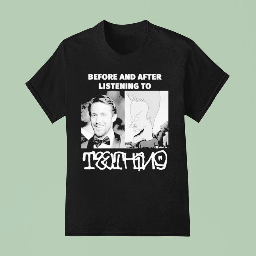 Thing Before And After Listening To Beavis And Ryan Gosling Head T Shirt