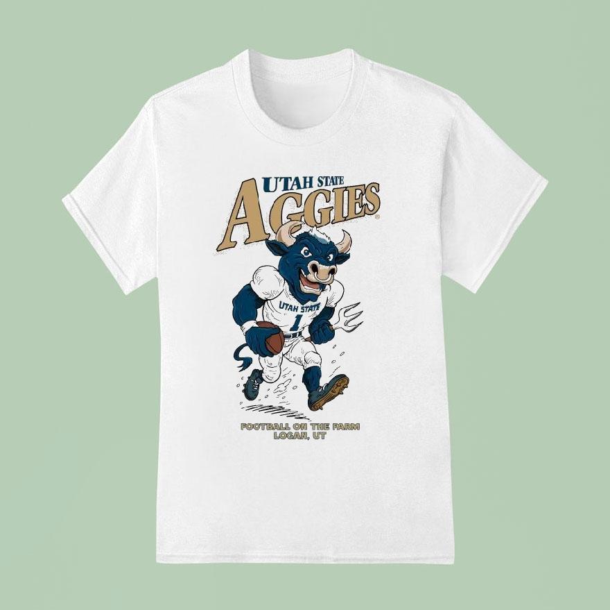 Usu Utah State Aggies Football On The Farm Logan Ut Big Blue Masco T Shirt
