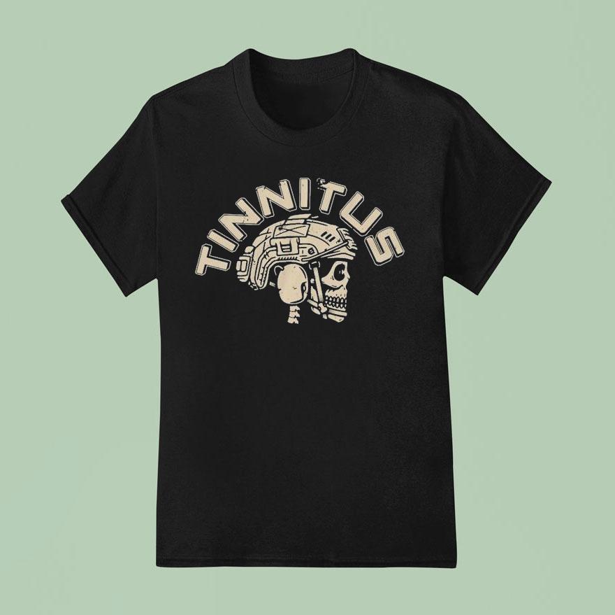 Veteran With A Sign Tinnitus Skull T Shirt