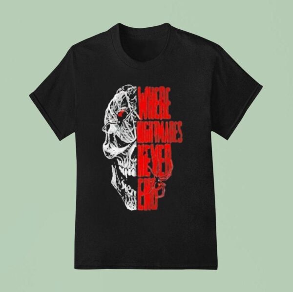 Where Nightmares Never End Knott S Scary Farm Spider Skull T Shirt