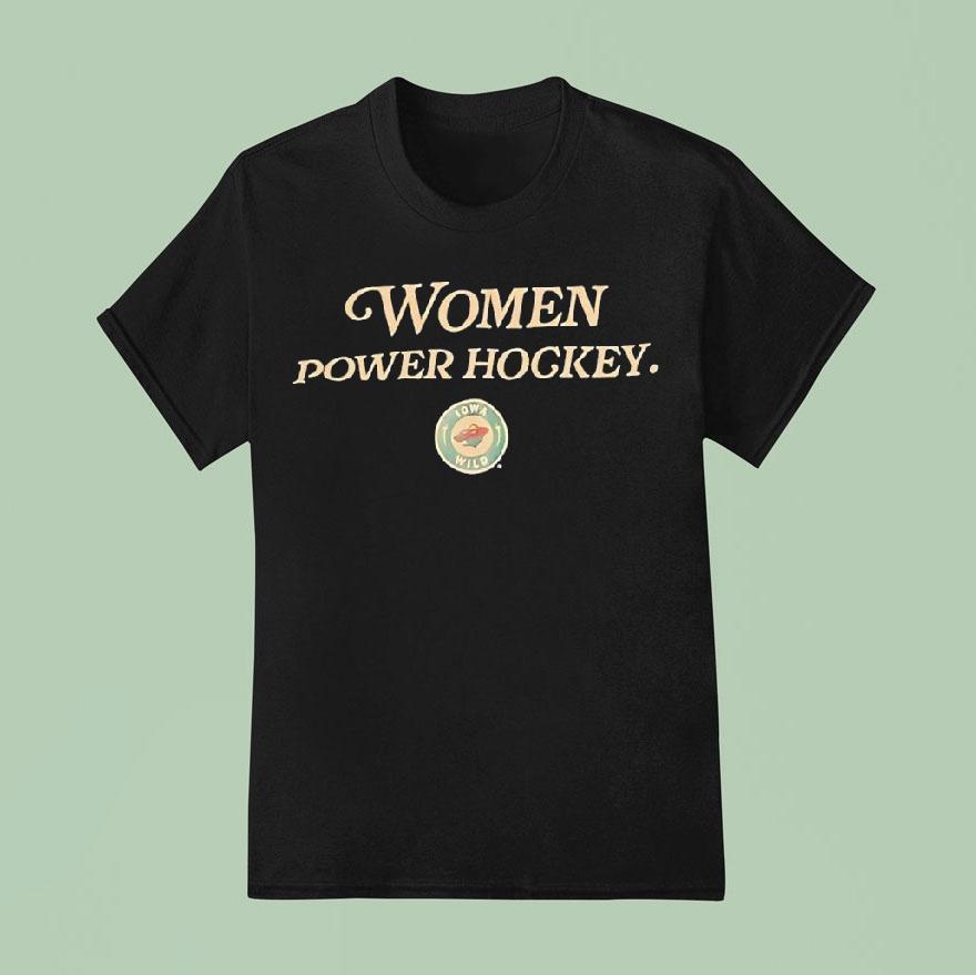 Women Power Hockey Iowa Wild Logo T Shirt