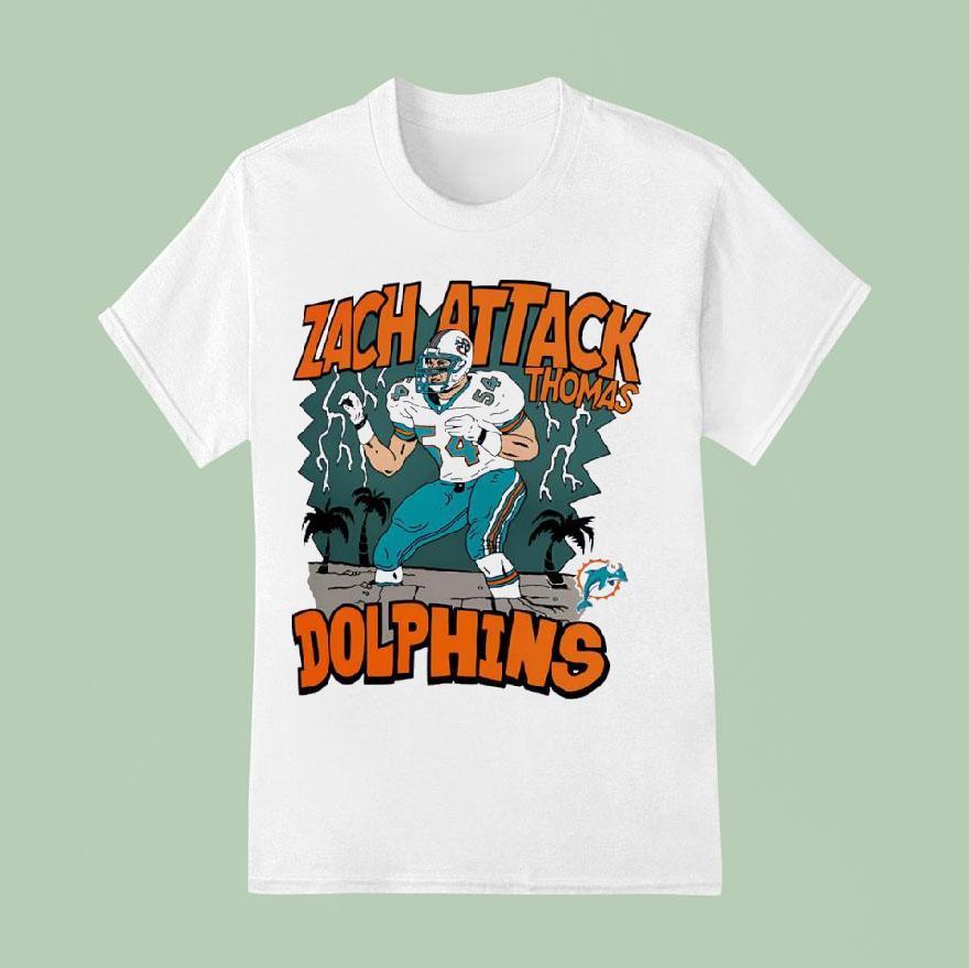 Zach Attack Thomas Miami Dolphins Cartoon T Shirt