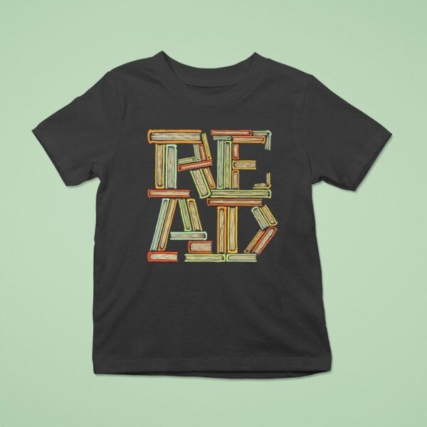 A Stack Of Books Creating The Word Read T Shirt