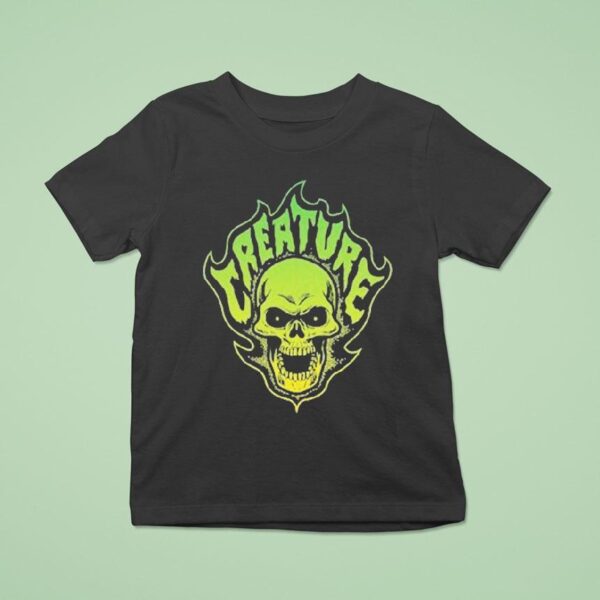 Bonehead Creature Flame Skull T Shirt