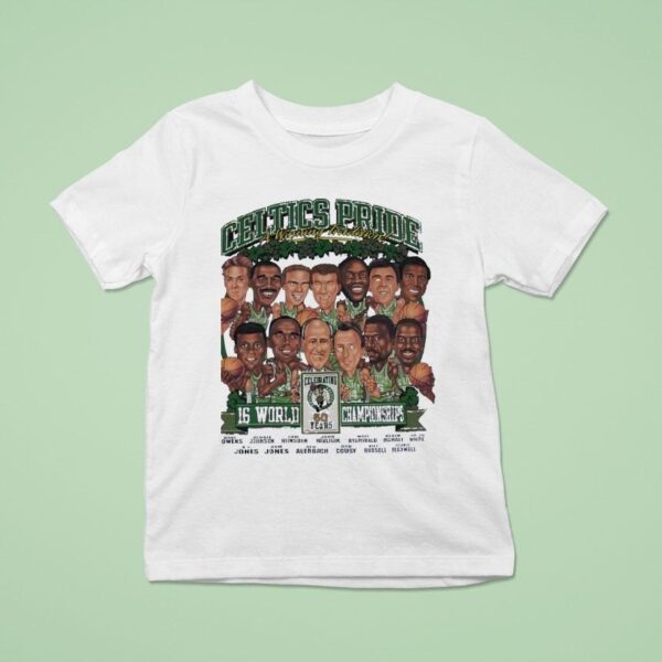 Boston Celtics Pride A Winning Tradition World Champions Celebrating Years Caricature T Shirt